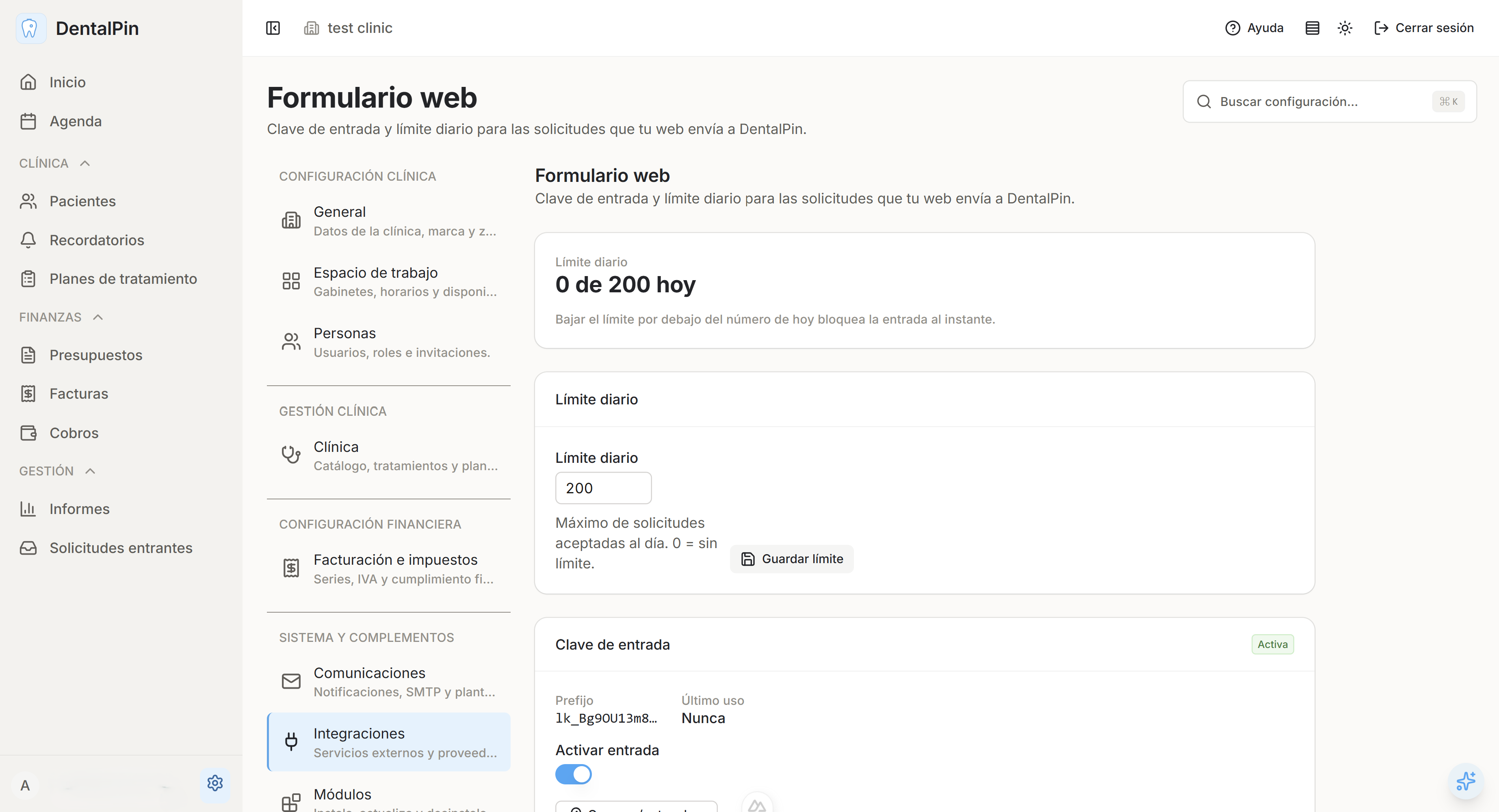 Ajustes del formulario web